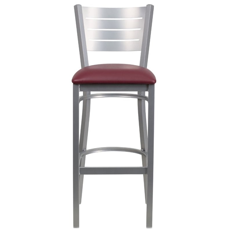Home Square Bar Stool in Burgundy and Silver Finish - Set of 3