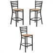 Home Square Metal Restaurant Bar Stool in Black & Natural - Set of 3