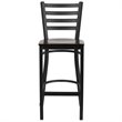 Home Square Metal Restaurant Bar Stool in Black & Walnut - Set of 3