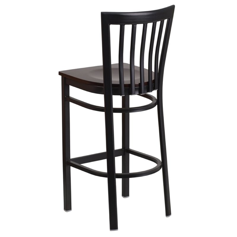Home Square Restaurant Bar Stool in Black and Walnut Finish - Set of 3