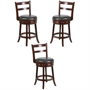 Home Square 26&quot Counter Stool in Black and Cappuccino - Set of 3