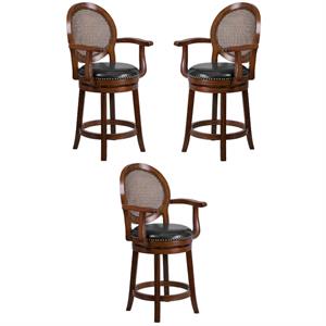 Home Square 26&quot Wood Swivel Counterstool In Expresso - Set of 3