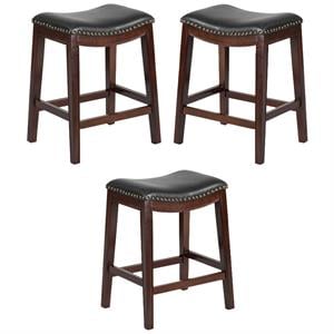 Home Square 26&quot Backless Counter Stool In Black Finish - Set of 3
