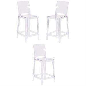 Home Square 25&quot Counter Stool in Transparent Crystal - Set of 3