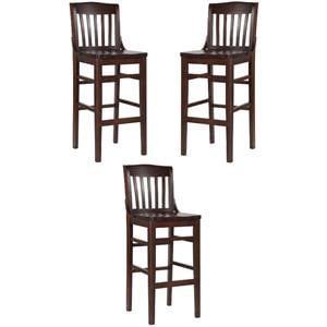 Home Square Hercules 30&quot Bar Stool in Walnut Finish - Set of 3