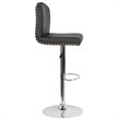 Home Square Bellagio Leather Adjustable Bar Stool in Black - Set of 3