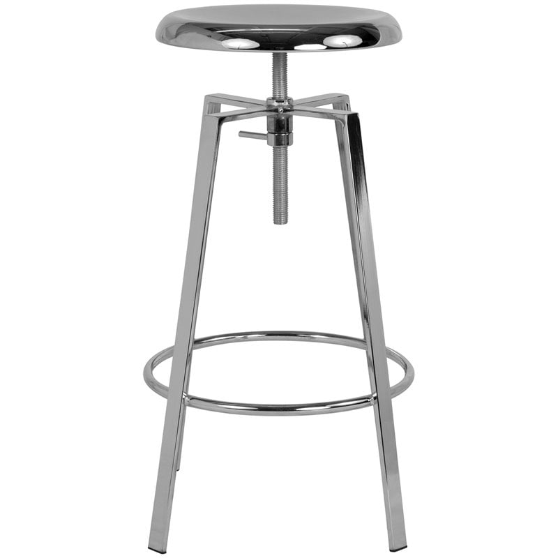 Home Square Toledo Metal Adjustable Bar Stool in Chrome - Set of 3