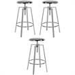 Home Square Toledo Metal Adjustable Bar Stool in Chrome - Set of 3