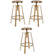 Home Square Toledo Metal Adjustable Bar Stool in Gold - Set of 3