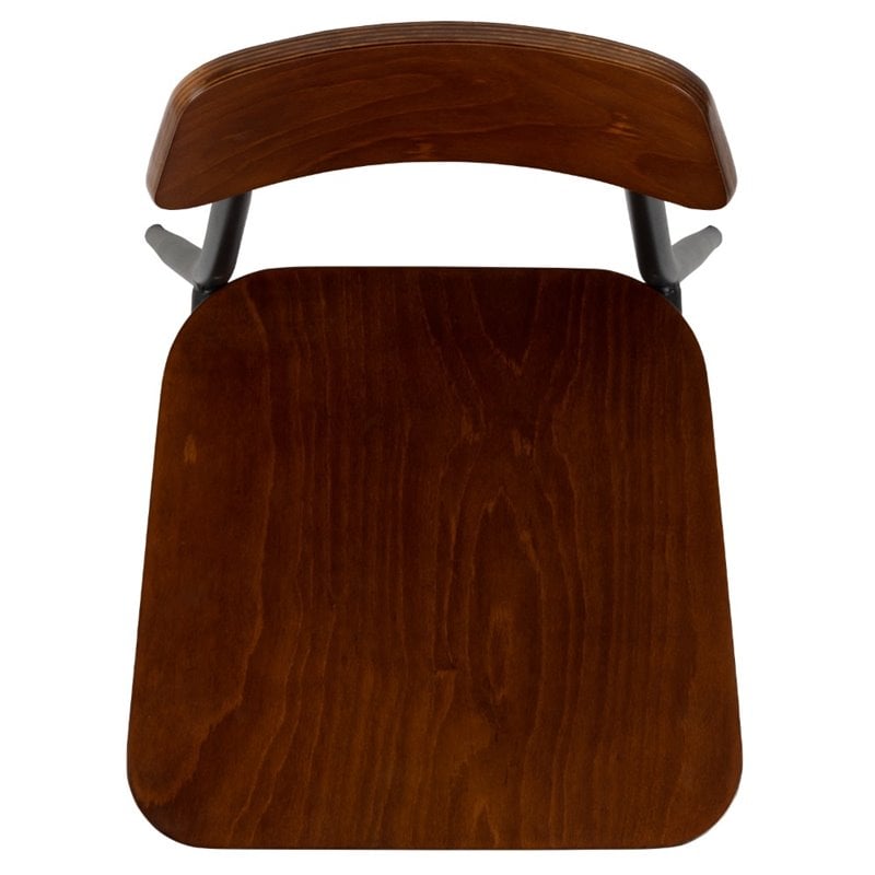 Home Square Rustic Steel Frame Wooden Bar Stool in Mahogany - Set of 3