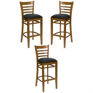 Home Square 31&quot Ladder Back Bar Stool in Cherry - Set of 3