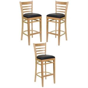 Home Square 31&quot Restaurant Bar Stool with Black Seat - Set of 3