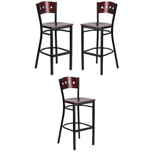 Home Square 32&quot Bar Stool in Mahogany Finish - Set of 3