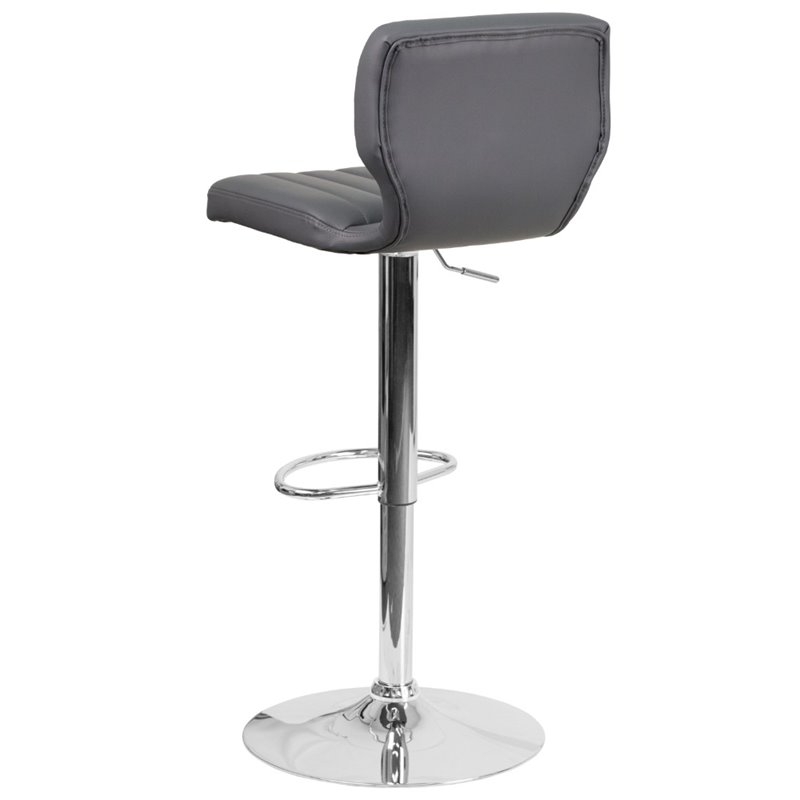 Home Square Faux Leather Adjustable Bar Stool in Gray - Set of 3