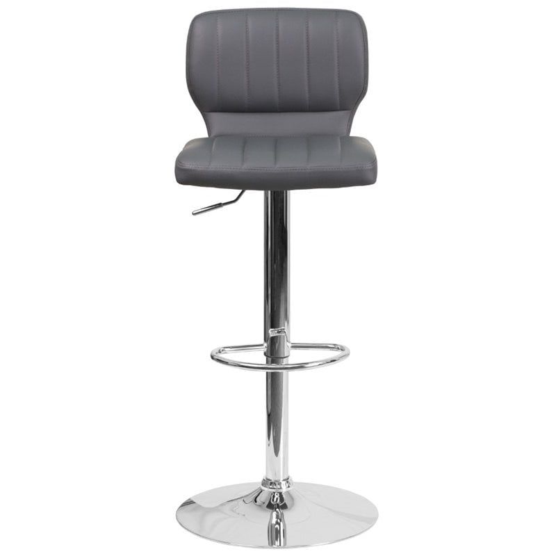 Home Square Faux Leather Adjustable Bar Stool in Gray - Set of 3