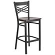 Home Square Metal Bar Stool in Black & Walnut Finish - Set of 3