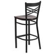Home Square Metal Bar Stool in Black & Walnut Finish - Set of 3