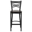 Home Square Metal Bar Stool in Black & Walnut Finish - Set of 3