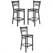 Home Square Metal Bar Stool in Black & Walnut Finish - Set of 3