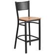Home Square Metal Grid Back Bar Stool in Black & Natural - Set of 3