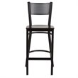 Home Square Metal Grid Back Bar Stool in Black & Walnut - Set of 3