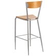 Home Square Metal Restaurant Bar Stool in Natural and Silver - Set of 3
