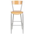 Home Square Metal Restaurant Bar Stool in Natural and Silver - Set of 3