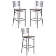 Home Square Bar Stool in Walnut and Silver Finish - Set of 3