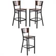 Home Square Restaurant Wood Bar Stool in Black & Walnut - Set of 3