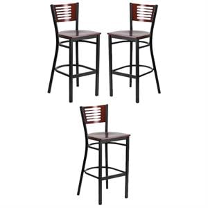 Home Square Bar Stool in Black and Mahogany Finish - Set of 3