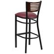 Home Square Metal Restaurant Bar Stool in Burgundy and Walnut - Set of 3