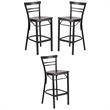 Home Square Metal Restaurant Bar Stool in Black and Walnut - Set of 3