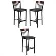 Home Square Wooden Restaurant Bar Stool in Black Finish - Set of 3