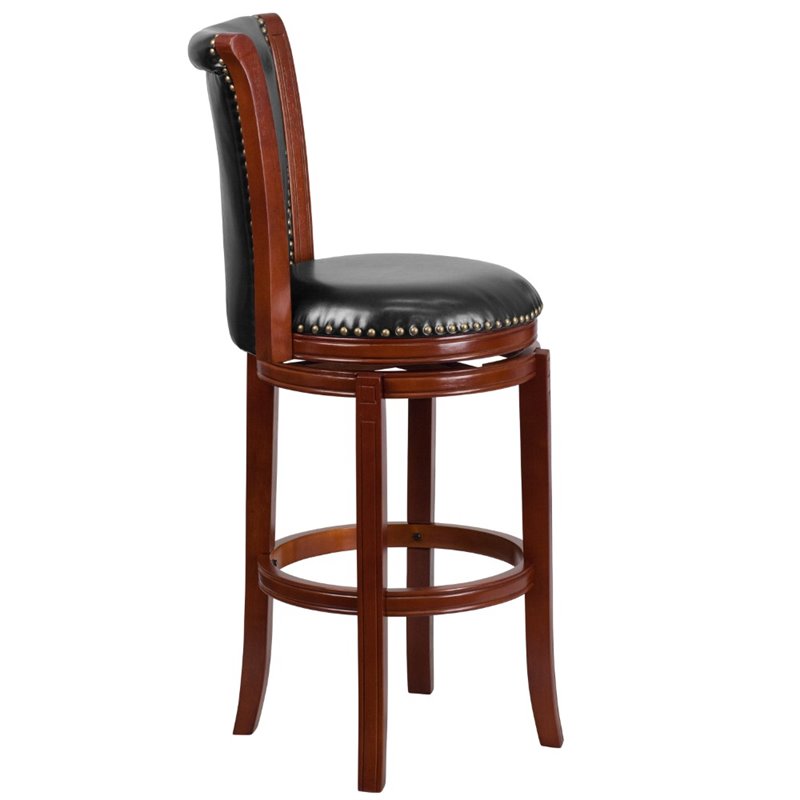 Home Square Wooden Bar Stool in Black and Chestnut - Set of 3