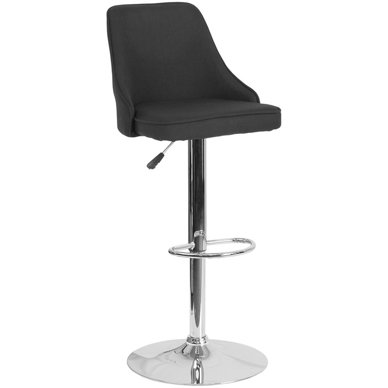 Home Square Trieste Upholstered Adjustable Bar Stool in Black - Set of 3