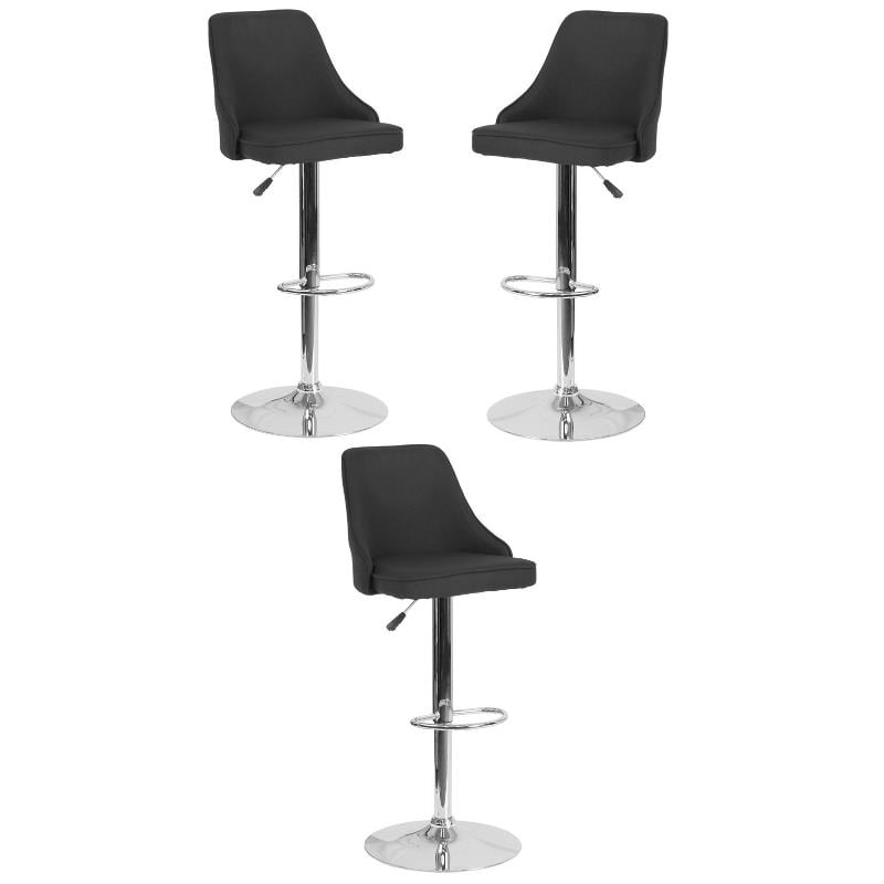 Home Square Trieste Upholstered Adjustable Bar Stool in Black - Set of 3