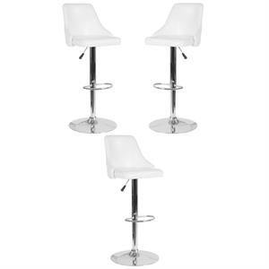 home square trieste leather adjustable bar stool in white