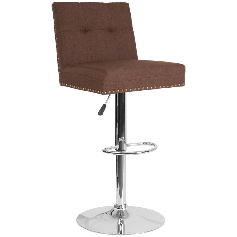 Home Square Ravello Tufted Adjustable Bar Stool in Brown - Set of 3