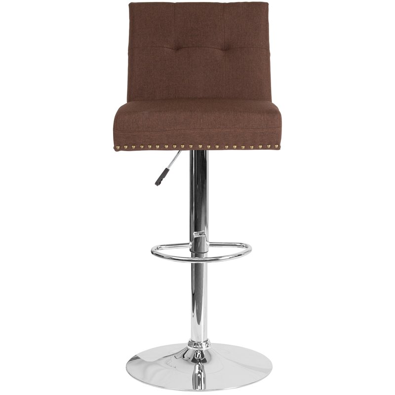 Home Square Ravello Tufted Adjustable Bar Stool in Brown - Set of 3