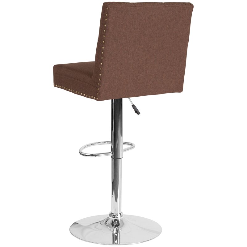 Home Square Ravello Tufted Adjustable Bar Stool in Brown - Set of 3