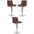 Home Square Ravello Tufted Adjustable Bar Stool in Brown - Set of 3