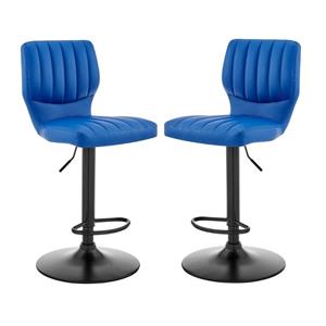 home square adjustable blue faux leather swivel bar stool - set of 2