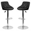Home Square Adjustable Quilted Bucket Seat Bar Stool in Black - Set of 2