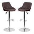 Home Square Adjustable Quilted Bucket Seat Bar Stool in Brown - Set of 2