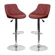Home Square Adjustable Quilted Bucket Seat Bar Stool in Burgundy - Set of 2