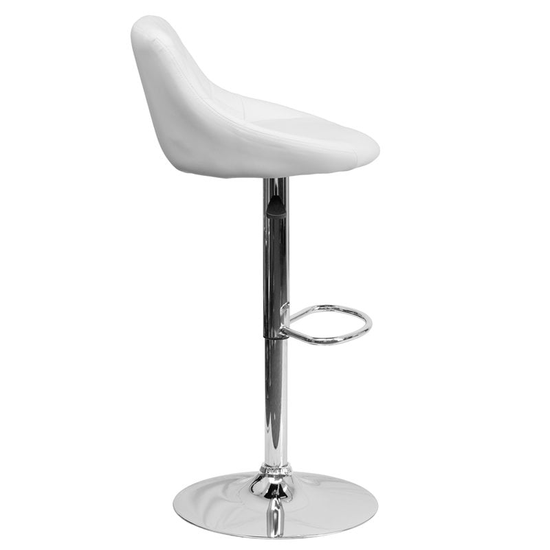 Home Square Adjustable Quilted Bucket Seat Bar Stool in White - Set of 2