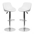 Home Square Adjustable Quilted Bucket Seat Bar Stool in White - Set of 2