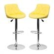 Home Square Adjustable Quilted Bucket Seat Bar Stool in Yellow - Set of 2