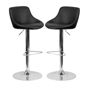 Home Square 25&quot to 34&quot Adjustable Bucket Seat Bar Stool in Black - Set of 2
