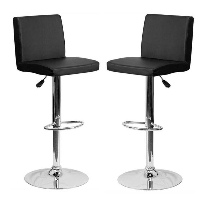Home Square Contemporary Bar Stool in Black Finish - Set of 2
